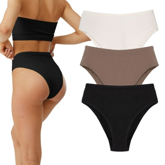 Xmarks 3/8 Pack Underwear for Women High Waist Cotton Breathable Panties Half Back Coverage Briefs Panties High Cut Cheeky Bikini Hipster, XS-2XL