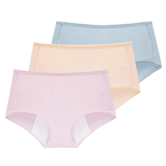 Xmarks 3 Pack Teen Girls Period Underwear Menstrual Period Panties Leak-Proof Cotton Protective Briefs Mid Rise Briefs Panties, M-XL