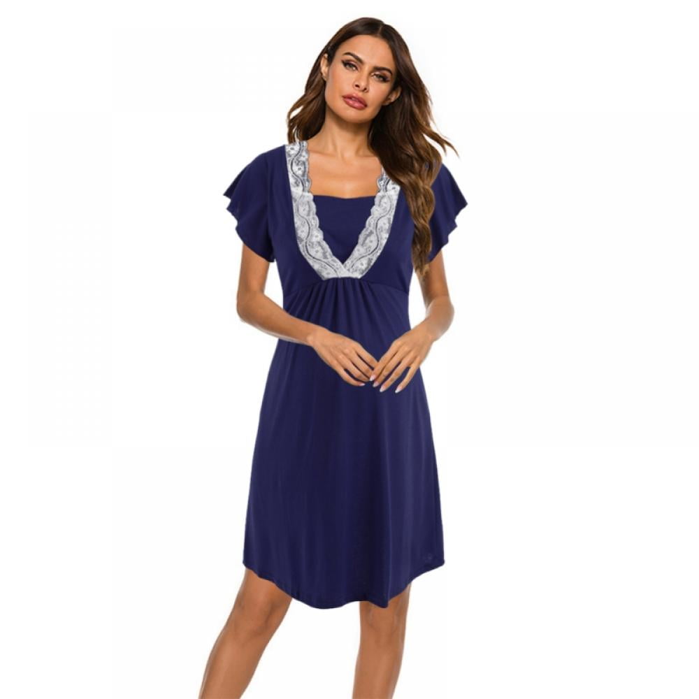 Xmarks 3 in 1 Delivery/Labor/Maternity/Nursing Nightgown Short Sleeve