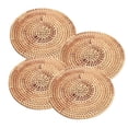 thumbnail image 1 of Xmarks 4 Pack Handwoven Rattan Coasters Round Coffee Cupmat Tea Cup Mat Teapot Vine Placemat Cup Base Plates & Dishes Insulated Hot Pads Pot Holder Kitchen Decoration Accessories, 1 of 6