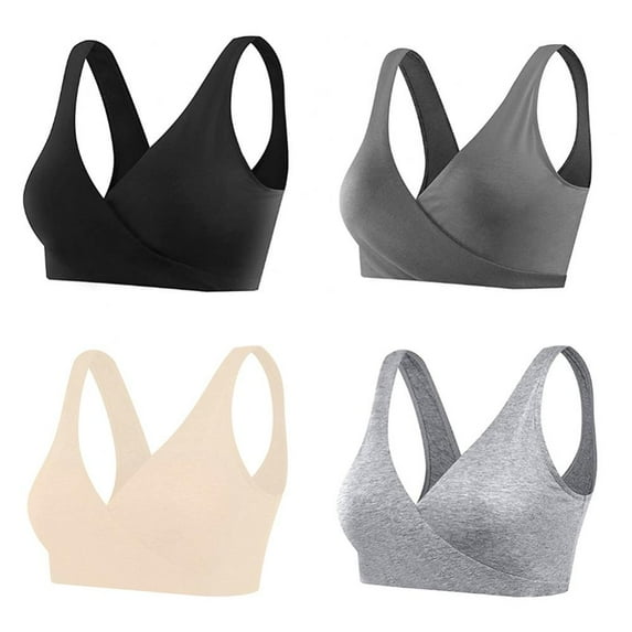 Xmarks 4 Packs Women's Extra Soft Organic Cotton Wireless Nursing & Maternity Sleep Bra 32/70BCD-40/90ABC