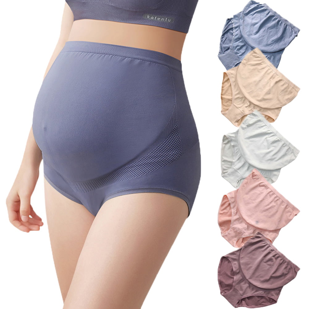 Xmarks 5 Packs Women's Maternity Panty Underwear Over Bump Pregnancy High  Waist Belly Support 88-258.5LBS 