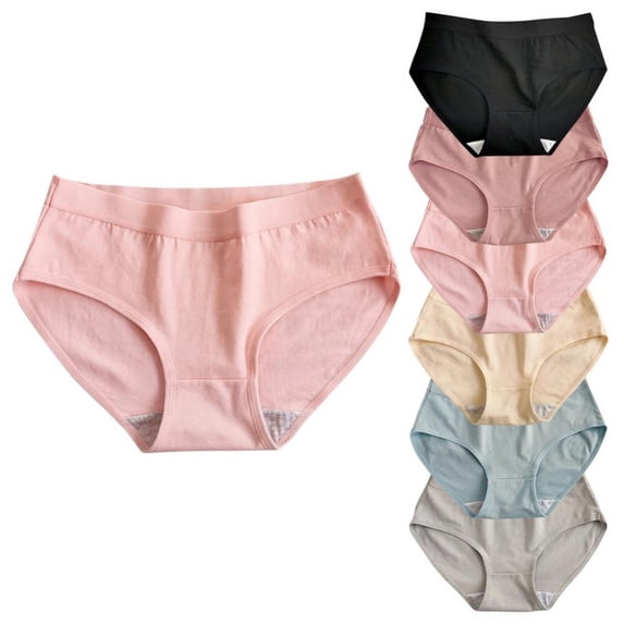 Xmarks 6 Packs Women's Middle Waisted Cotton Underwear Soft Breathable Panties Stretch Briefs Regular & Plus Size