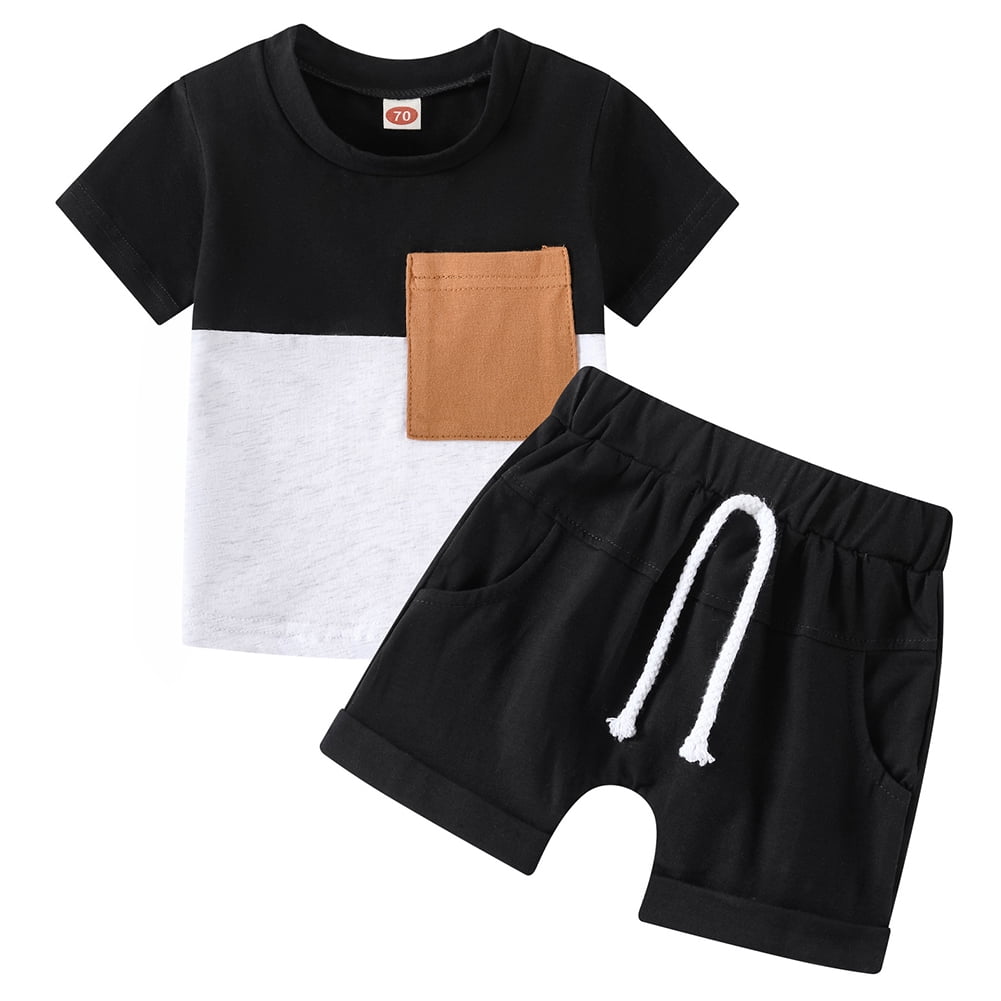 Xmarks Baby Boy Summer Clothes Color Block Short Sleeve Tee Top