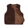 thumbnail image 1 of Xmarks Baby Boys Girls Sherpa Fleece Stand Collar Vest Zip Up Sleeveless Toddler Fuzzy Fall Winter Warm Outerwear with Pockets Brown 10-11Y, 1 of 6