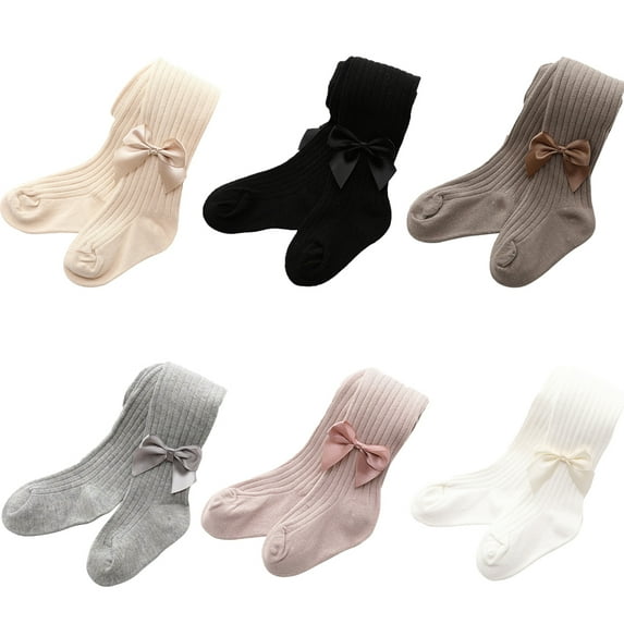 Xmarks Baby Girls Knee High Socks Toddlers Bow Stockings Newborn Infant Non-Slip Sock Kids Cotton Tube Uniform Stockings