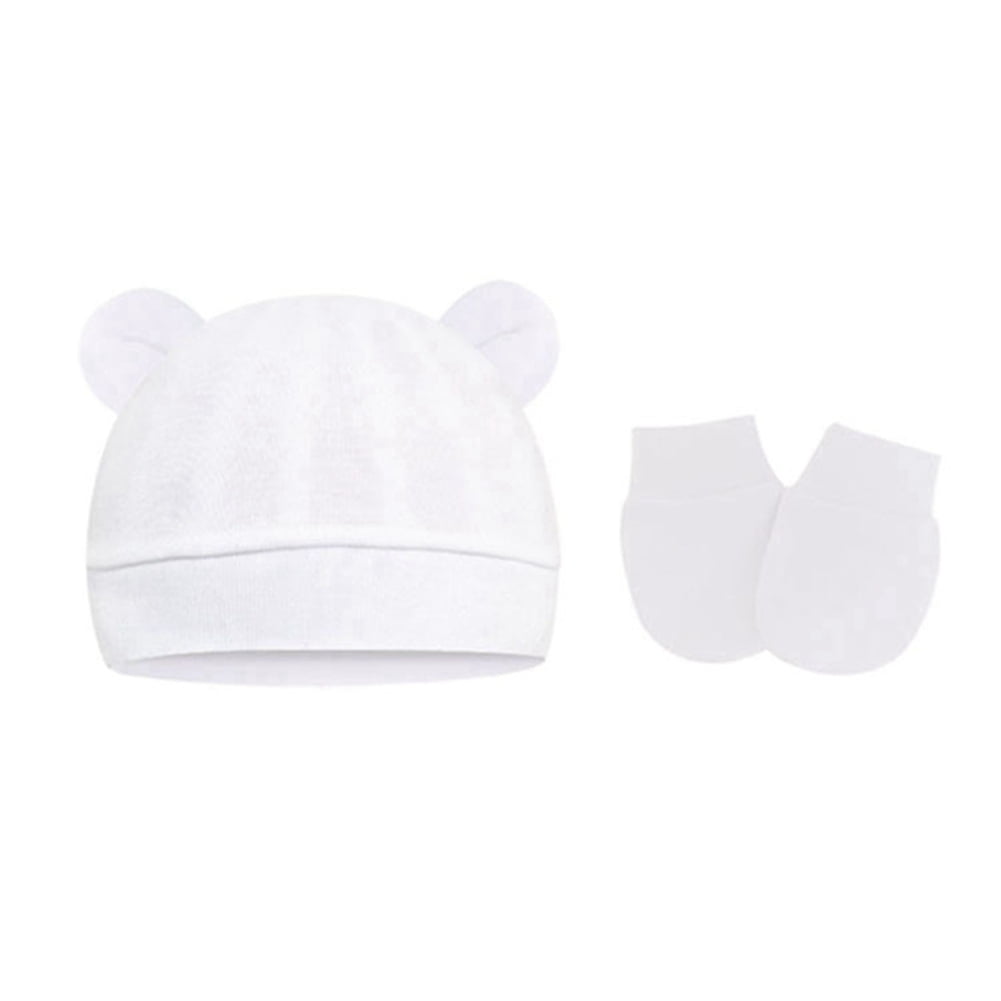 Xmarks Baby Hat Mittens Newborn Hats for Boys Baby Hats Winter Beanie Caps White 02Y