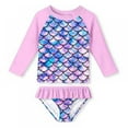 thumbnail image 1 of Xmarks Baby Toddler Girls 2 Piece Swimsuit Set Long Sleeve Rash Guard Bathing Suit Summer Beach Breathable Tankini Kids Swimwear with UPF 50+ Sun Protection 1-12T, 1 of 6