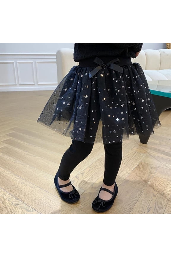 Baby Toddler Girls' Tutu Leggings Tulle Ruffle Skirted Pants Black 3-4Y