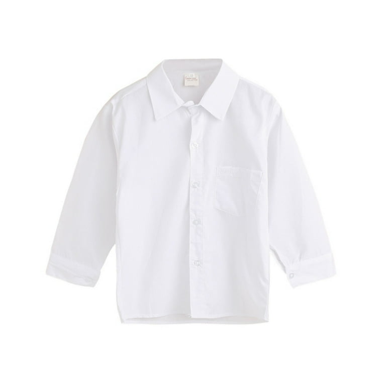 Xmarks Boy s Button Down Dress Shirt Newborn Long Short Sleeved Uniform Dress Shirt White 2 4T