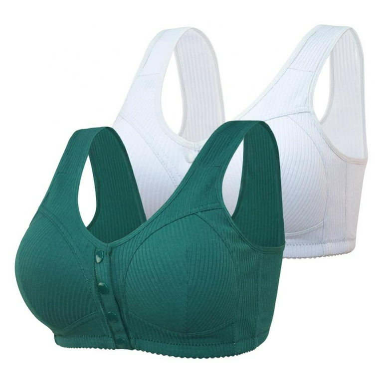 Cotton Front Closure Wire Free Bras Solid Sleeping Big Sizes Old Women  Lingerie Female Intimates