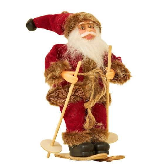 Xmarks Christmas Santa Claus Holiday Figure Miniature Ski Doll Ornament Snow Skiing Santa on a Sled Board Christmas Ornaments Gift Table for Adults Kids
