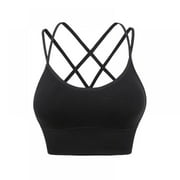 Xmarks Cross Back Sport Bras Padded Strappy Criss Cross Cropped Bras for Yoga Workout Fitness Low Impact