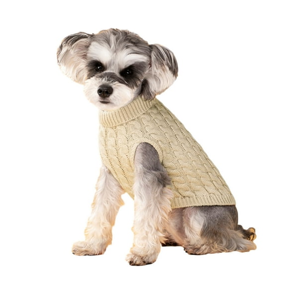 Xmarks Dog Knitted Sweaters, Classic Cable Knit Turtleneck Sweater, Dog Warm Sweartershirts Outfits for Small Medium Dog Doggie Kitten 1-13lbs