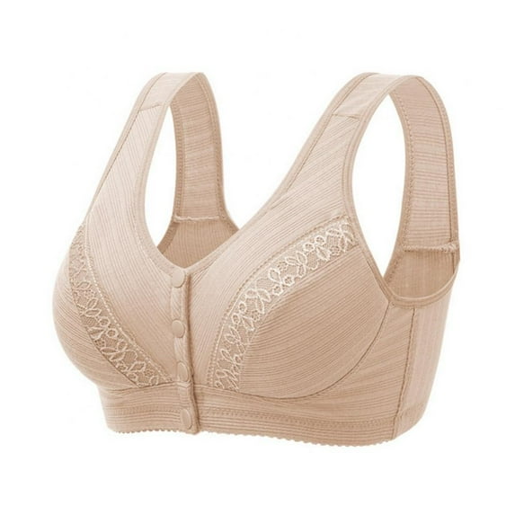 Xmarks Everyday Cotton Snap Bras - Women's Front Easy Close Convenient Snap Sleep Bra Push Up Bra with Padded