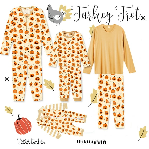 Xmarks Family Halloween Pajamas Pumpkin Holiday Sleepwear Matching Halloween Pjs for Family Photography Outfit
