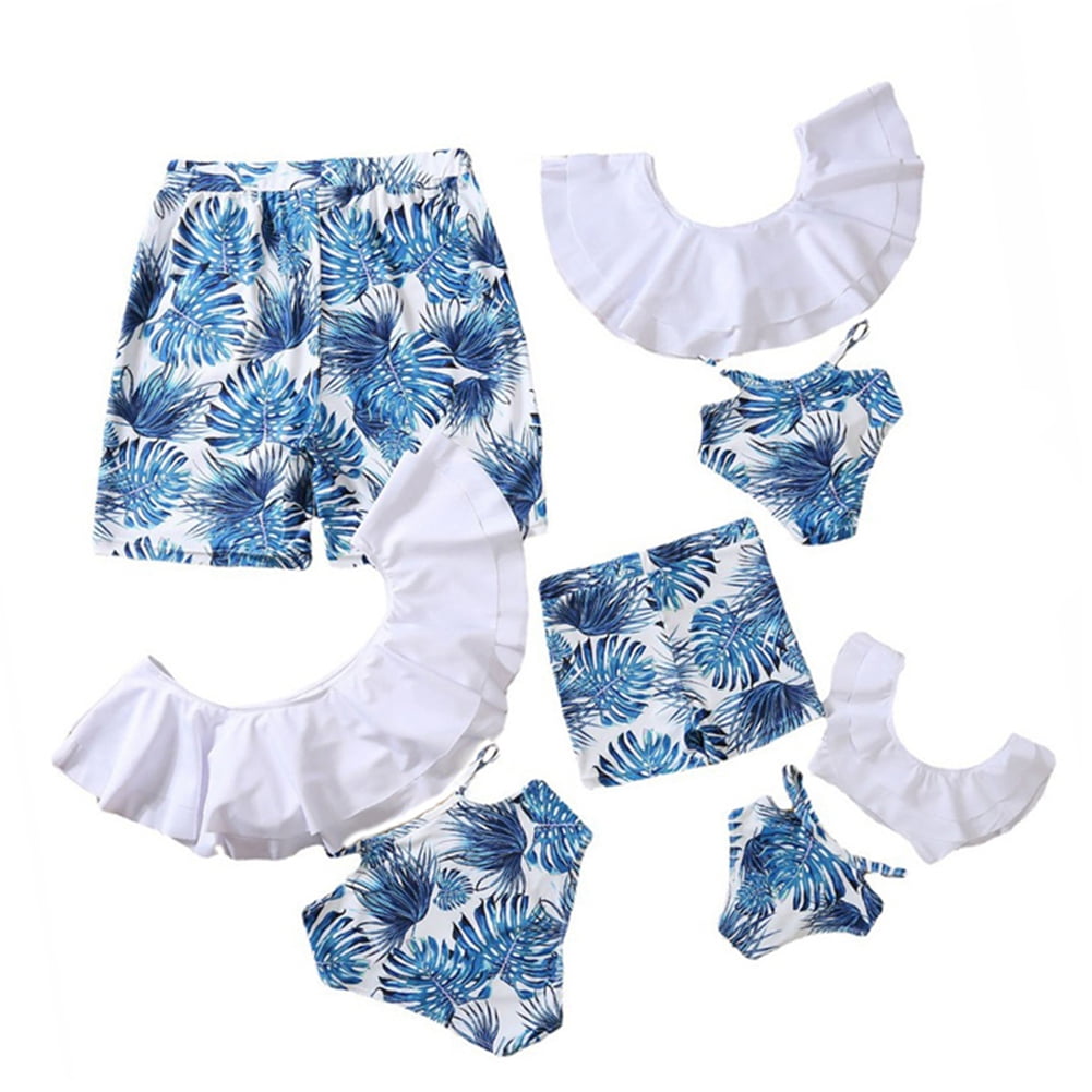 Xmarks Family Matching Swimsuits Mommy and Me Two Pieces Ruffled Bikini ...