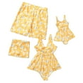 thumbnail image 1 of Xmarks Family Matching Swimsuits Mommy and Me Two Pieces Tropical Print Ruffled Bikini Set Bathing Suits/One Pieces Set Swimwear, Dad and Son Casual Swim Trunks, 1 of 9