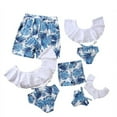 thumbnail image 1 of Xmarks Family Matching Swimsuits Mommy and Me Two Pieces Tropical Print Ruffled Bikini Set One Shoulder Bathing Suits/One Pieces Set Swimwear, Dad and Son Casual Swim Trunks, 1 of 9