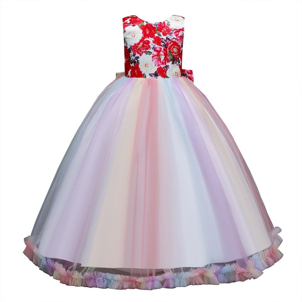 Flower Girl Dress For Wedding - Lace Pageant Ball Gown, Sleeveless With Ribbon Sash, White - View #3