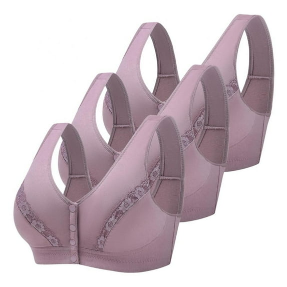 Xmarks Front Button Bra 3 Packs, Convenient Front Button Bra, Front Closure Sports Bras Women Cotton Ultra Soft Cup, Everyday Sleep Bras