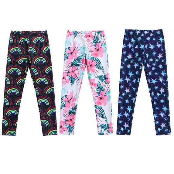 Xmarks Girls and Toddlers' Leggings Casual Print Elastic Waist Pants Stretchy Long Pants 4-7T