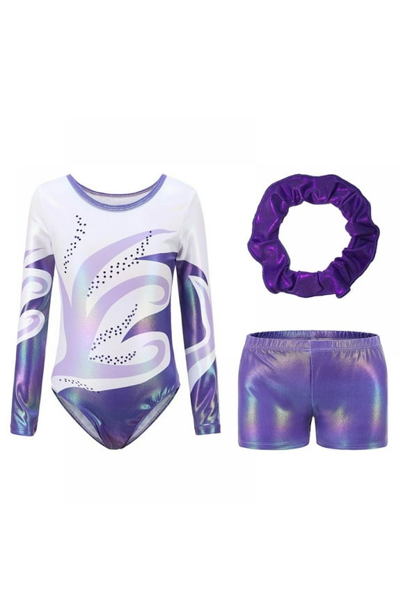 Gymnastics Leotards for Girls, Long Sleeve Leotards for Girls Shiny Sparkle Gymnastics Unitards Ballet Dance Outfit
