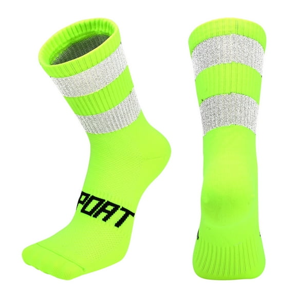 Xmarks High Reflective Cycling Socks for Men Women, High Rise Athletic Crew Socks Breathable Bike Riding Running Socks for Adult 35-44