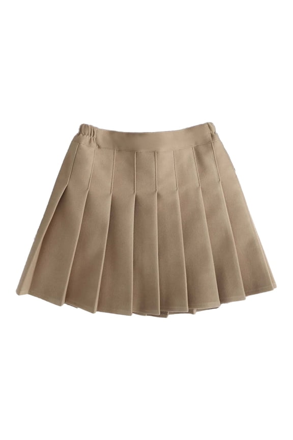 High Waist Pleated Skirt for Girls Kids & Toddlers & Teen Elastic Waist School Uniform Pleated Skirt Skorts Mini Scooter Skirts with Shorts 2-15 Years