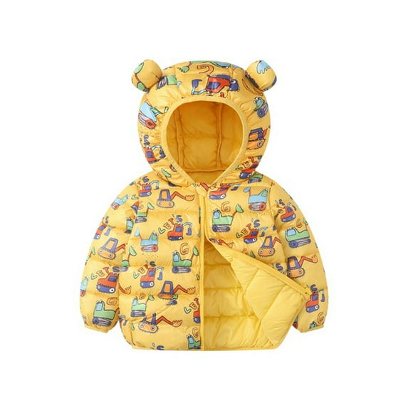 Xmarks Kids Boy Girl Hooded Down Jacket Winter Warm Fleece Coat Windproof Zipper Puffer Jacket Coat 18M-6Y