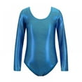 thumbnail image 1 of Xmarks Kids Girls Shiny Metallic Gymnastics Dance Leotard Blue 5-6Y, 1 of 8