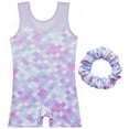 thumbnail image 1 of Xmarks Leotards for Girls Gymnastics with Shorts Mosaic Dance Unitards Biketards with Hair Scrunchie for 6-7Y, 1 of 8
