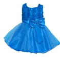 thumbnail image 1 of Xmarks Little Girls Rose Flower Mesh Tull Dress Sleeveless Flower Party Ball Gown Blue 3-4Y, 1 of 3