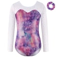 thumbnail image 1 of Xmarks Long Sleeve Leotards for Girls Gymnastics Kids Toddler Tumbling Outfits Tie-dye One-Piece Ballet Unitard with Hair Ring 3-14Y, 1 of 8