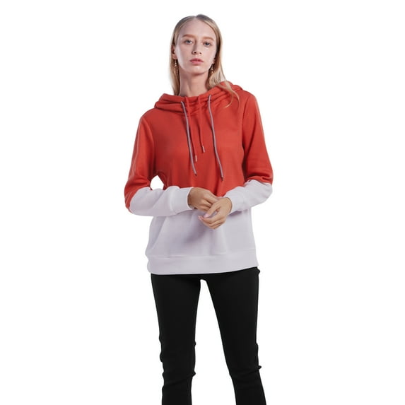 Xmarks Long Sleeve Pullover Hoodies Sweatshirt for Women Color Block Hoody Shirt