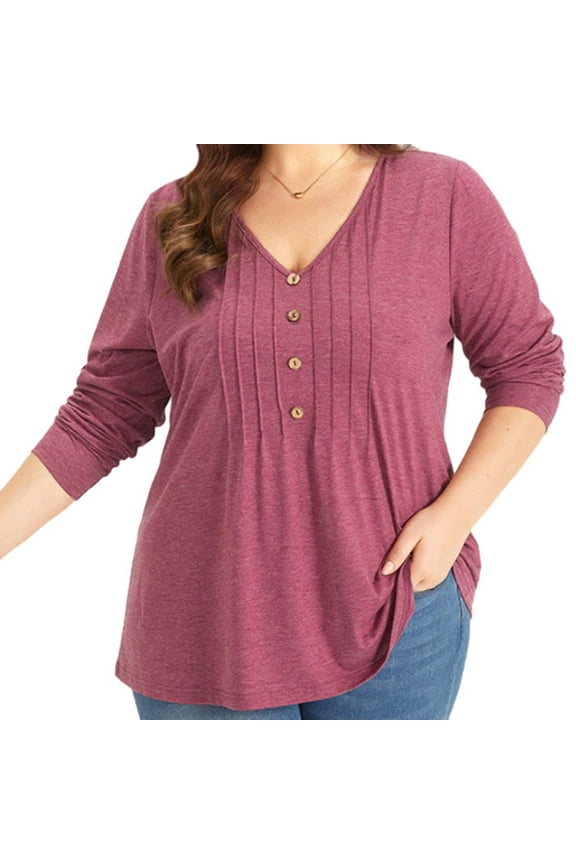 Long Sleeve Tunic Tops for Women V Neck T Shirt Spring Fall Oversized Loose Fit Tee Shirt Casual Dressy Blouse, S-2XL