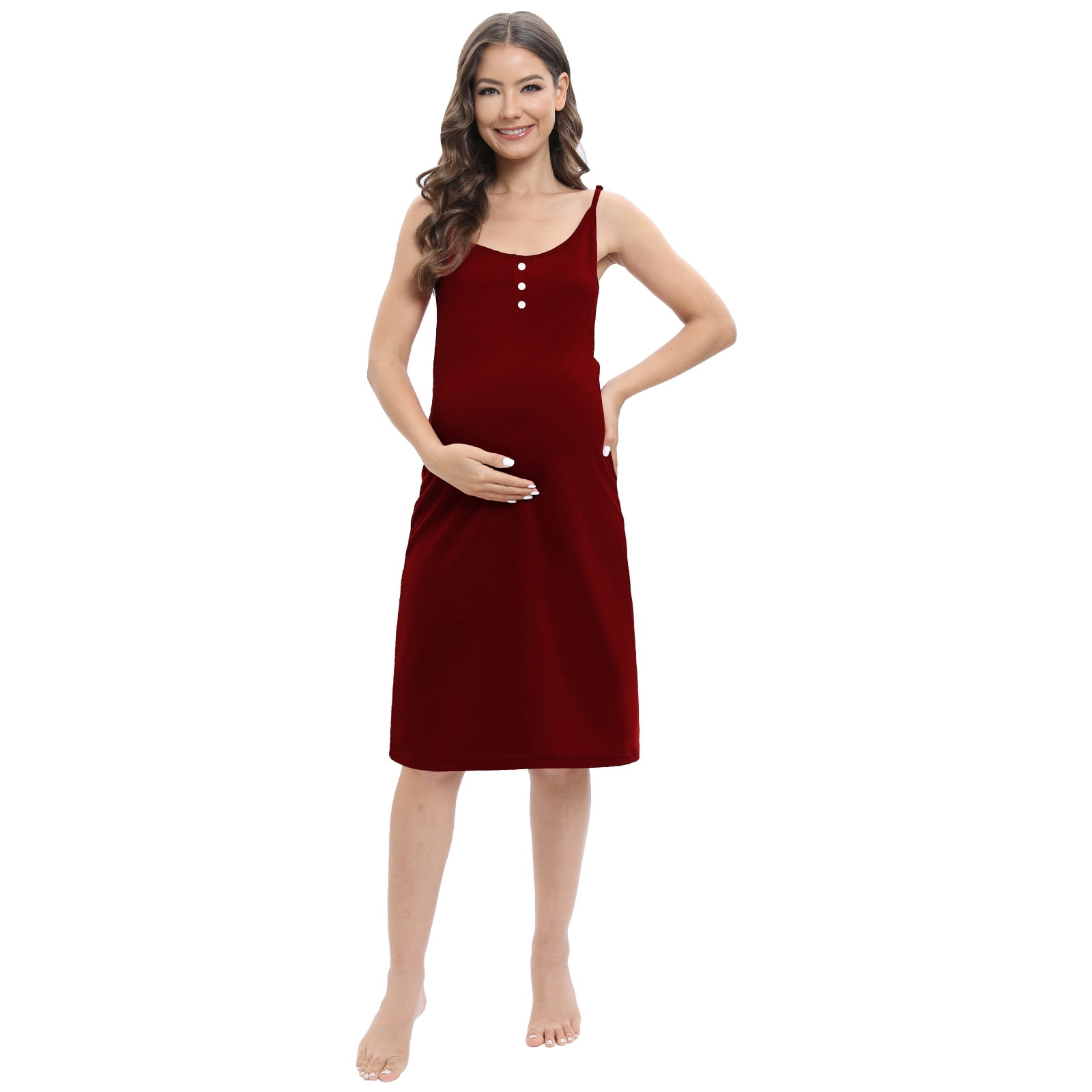 Xmarks Maternity Women's Button Nursing Nightgown Breastfeeding Full