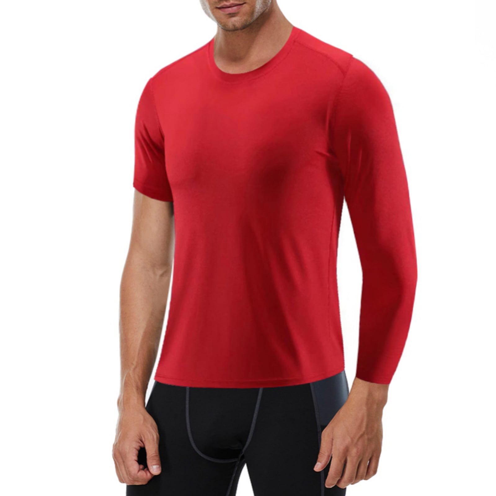Xmarks Men's Quick Dry Compression Shirts 1/2 Single Arm Long Sleeve  Athletic Base Layer T Shirt Workout Running Tee Top Basketball Tights, S-3XL
