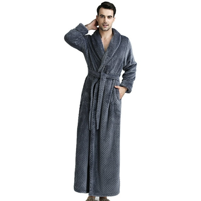 Xmarks Men's Terry Bathrobe Big & Tall Long Plush Shawl Collar Bathrobe,Full Length oft Plush