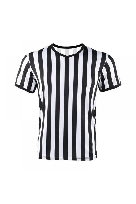 Men's V-Neck Referee Shirt | Men’s Official Short Sleeve Pro-Style V-Neck Officiating Referee Shirt White M