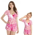 thumbnail image 1 of Xmarks Mommy and Me Two-Piece Swimsuit with Cover Up, Mother and Daughter Heart Printed 3 Pieces Bikini Bathing Suit, Spaghetti Straps V Neck Swimwear for Women Girls, 1 of 8