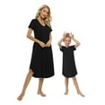 thumbnail image 1 of Xmarks Mommy and Me Holiday Pajama Set Outfit V Neck Short Sleeve Pajama Dress, 1 of 10