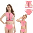 thumbnail image 1 of Xmarks Mother and Daughter 2 Pieces Swimsuits Set Sleeveless Half Zipper Front Sporty Tankini High Waisted Two Piece Bathing Suit, 1 of 6
