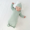 thumbnail image 1 of Xmarks Newborn Baby Knotted Gown Soft Swaddle Wrap Sleepwear Sleeping Bags Infant Long Sleeve Sleeper Coming Home from Hospital Outfit with Hat Light Green, 1 of 7