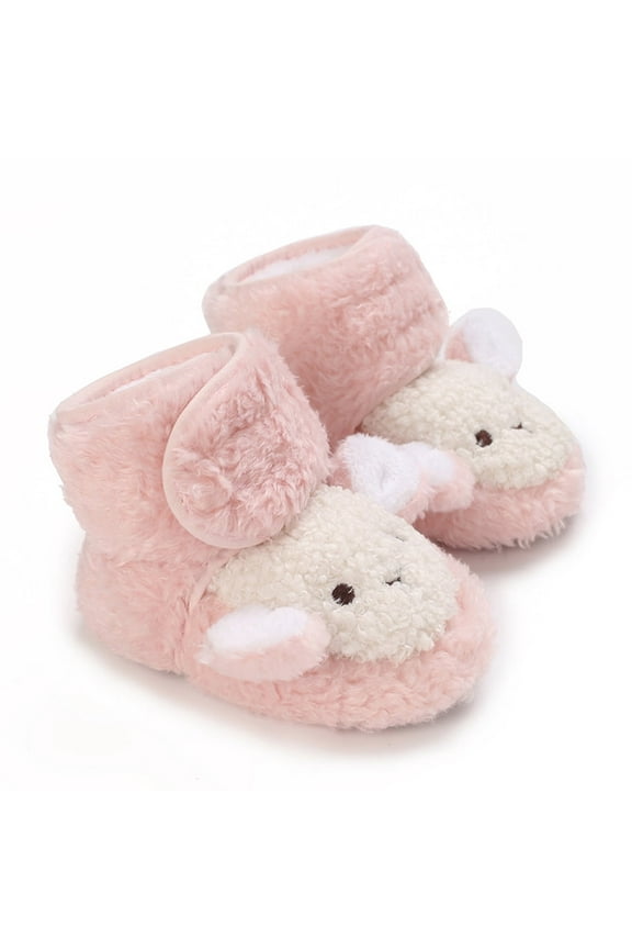 Newborn Infant Baby Girl Boy Christmas Snow Booties Non-Skid Ankle Boots with Grippers Toddler Crib Winter Shoe First Walker Birthday Shower Gift 0-18M