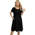thumbnail image 1 of Xmarks Nursing Nightgown Women's Maternity Dress Button Down Nightdress Short Sleeve Breastfeeding Sleepwear Hospital Gown Black US 10, 1 of 6