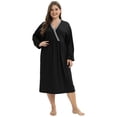 thumbnail image 1 of Xmarks Plus Size Maternity Nursing Nightgown Womens Long Sleeve V-Neck Breastfeeding Sleep Dress Long Gown for Pregnant Black XL, 1 of 6