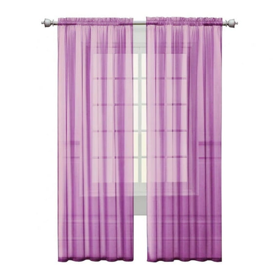 Xmarks Purple Sheer Curtains Semi Transparent Voile Rod Pocket Curtains for Bedroom and Living Room, 39.4 x 78.8 inches Long, Set of 2 Panels