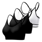 Xmarks Running Bra for Women High Support - Back Cross Wirefree Running Padded Racerback Push up Tank Top Workout Gym Yoga Breathable Bras(3-Packs)