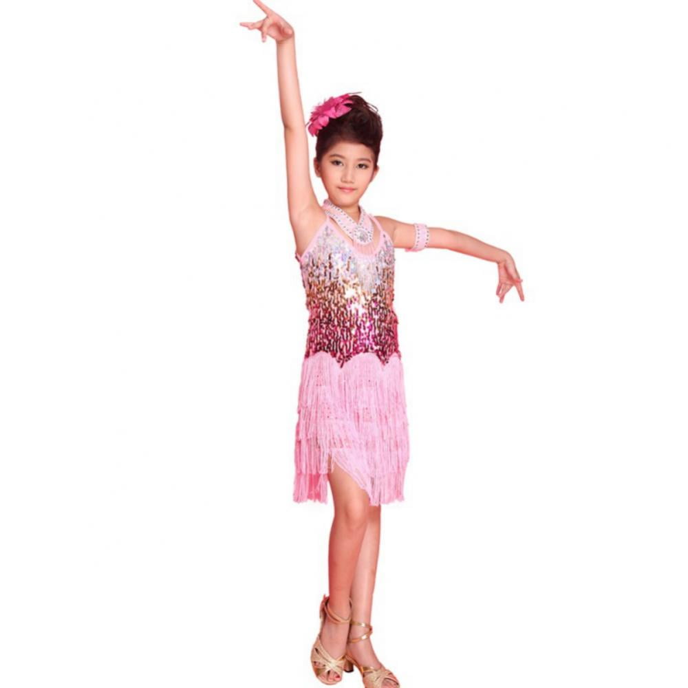 Latin Dance Children's Long Sleeve Slim Fit Dance Dress